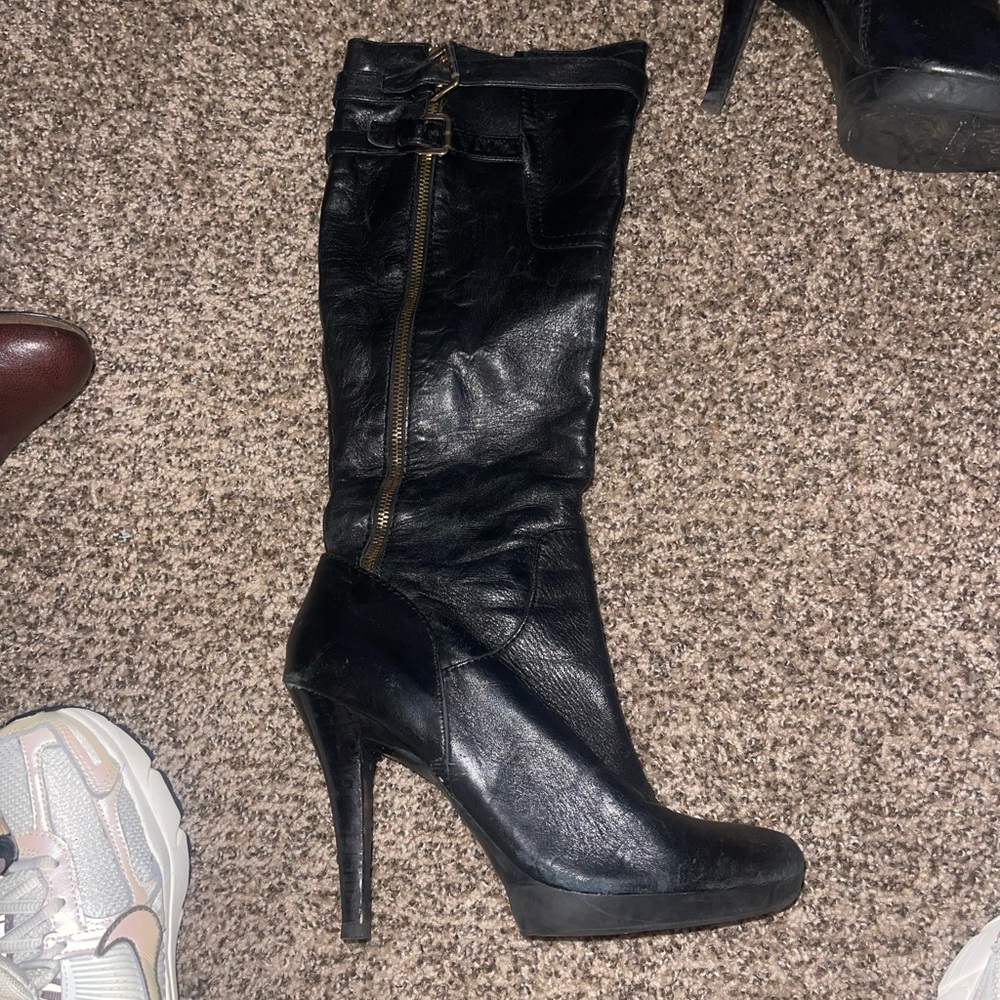 Women’s tall 3:5 heel Nine West black boots - Picture 2 of 14